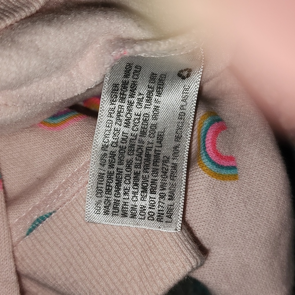 Like New Cat & Jack Light Pink Hoodie with Rainbow Accents 12 Mos. - Picture 9 of 11